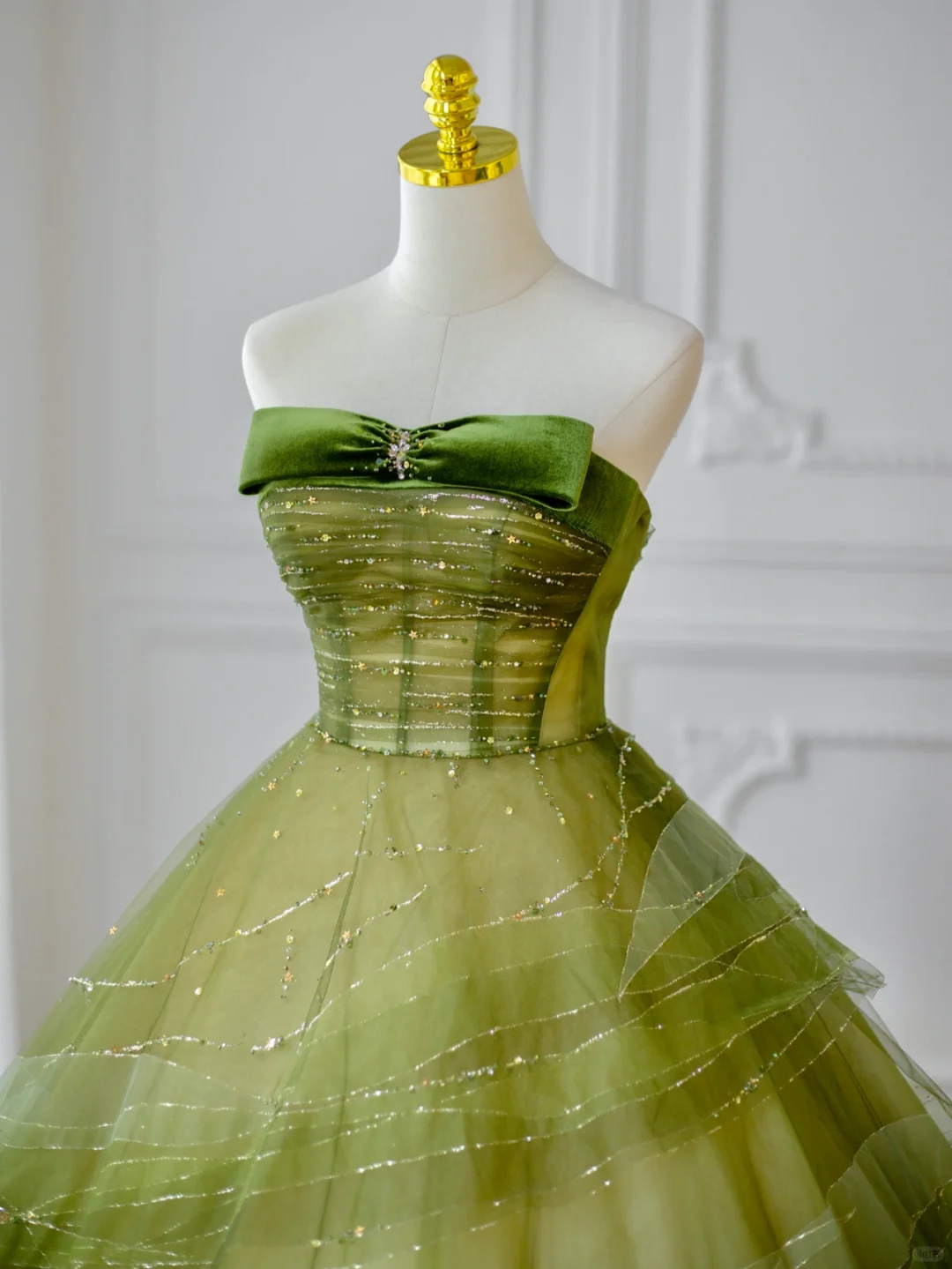 The Wizard of Oz A Line Strapless Beaded Green Ombre Tulle Long Party Dress Evening Dress DP2596