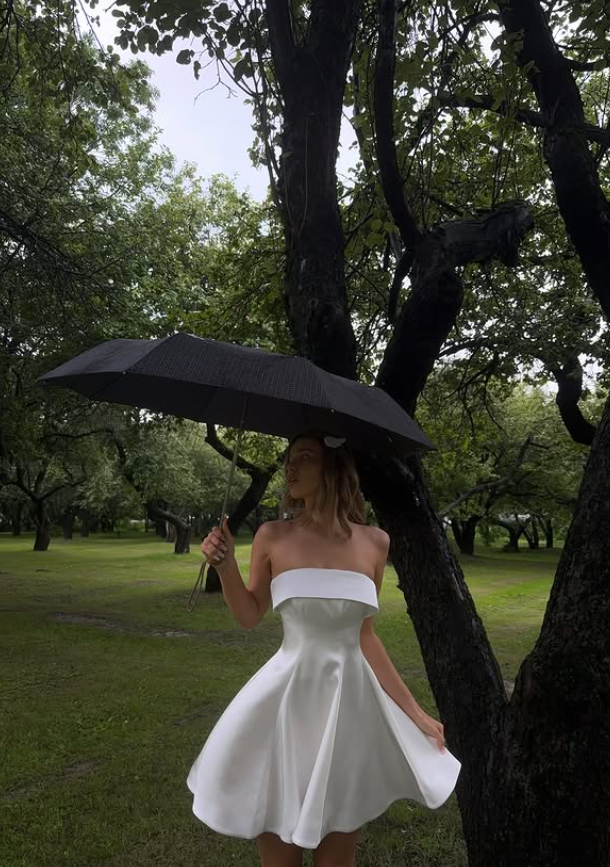 Cute A Line Strapless Satin Short Prom Dress Homecoming Dress Outfits DP4227