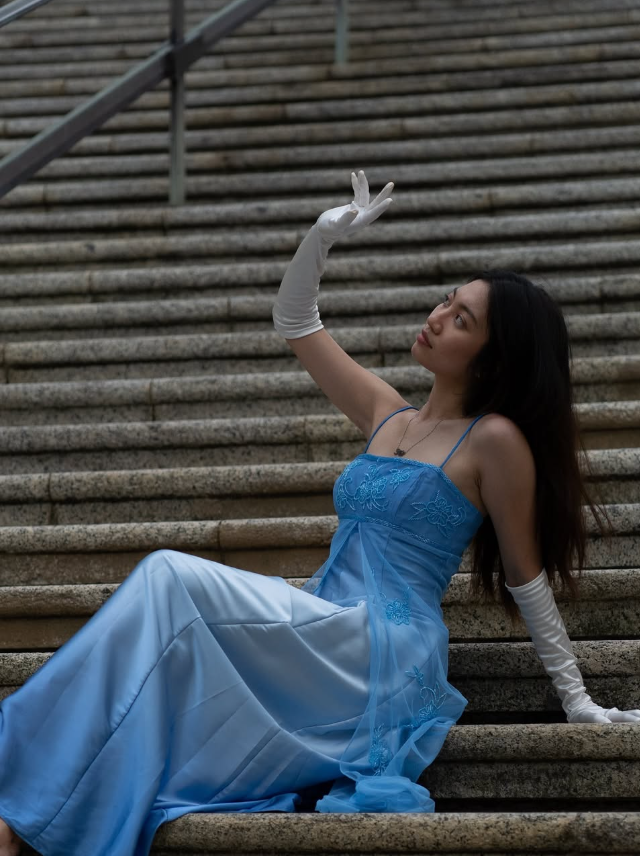 Elegant A Line Spaghetti Strap Beaded Blue Ombre Tulle Satin Prom Dress Evening Dress DP2232