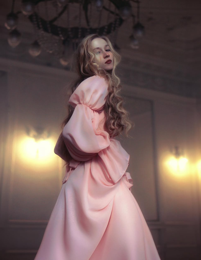 Princess Pink A Line Long Sleeve Chiffon Long Prom Dress Evening Dress DP2802