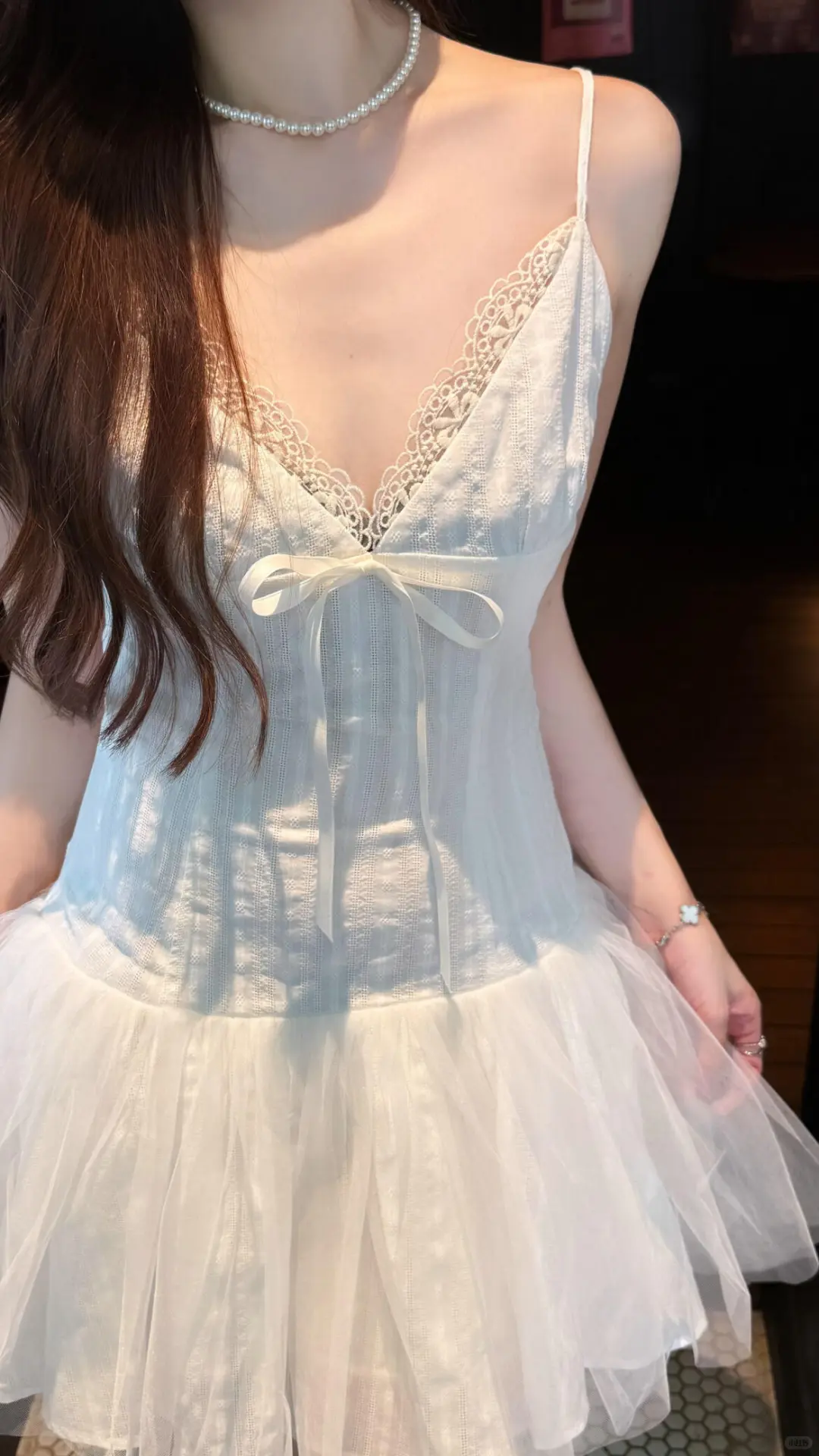 Cute A Line Spaghetti Strap White Lace Tulle Mini Homecoming Dress Cocktail Dress DP2618