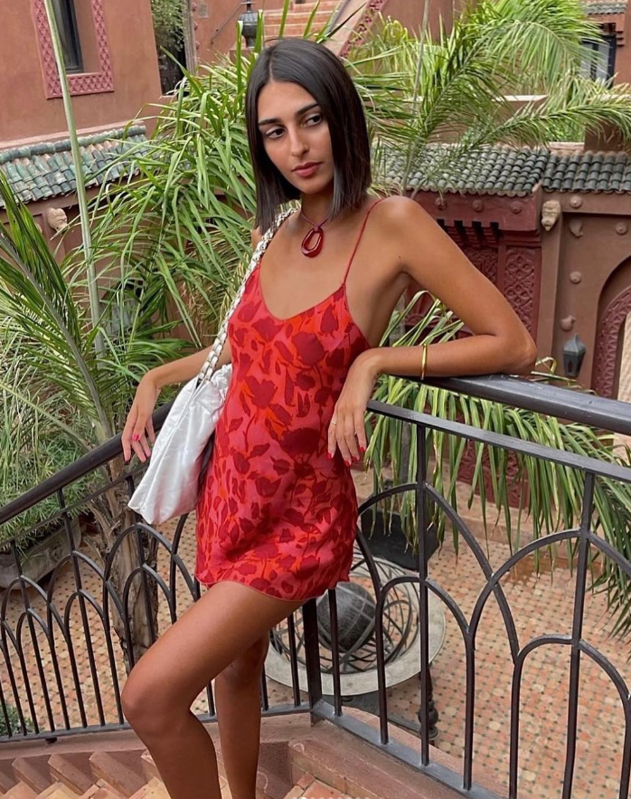 Cute Sheath Spaghetti Straps Print Floral Chiffon Short Homecoming Dress Outfits DP1475
