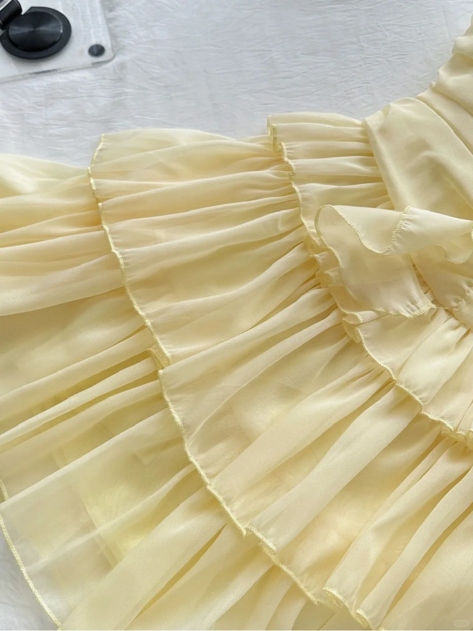 Cute A Line Halter Ruffle Flower Yellow Chiffon Short Homecoming Dress Cocktail Dress DP2568
