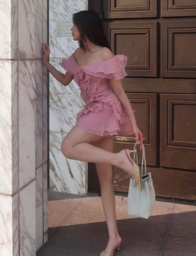 Pink Flowy Layered Chiffon Short Homecoming Dress Cocktail Dress DP3074