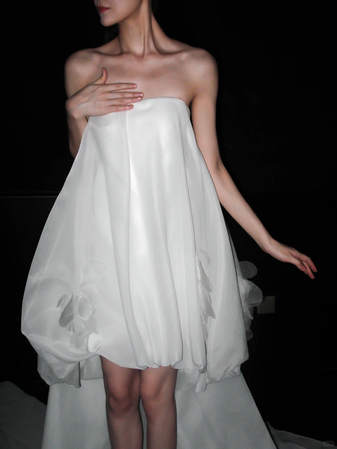 Cute A Line Strapless White Tulle Long Sweep Wedding Dress DP5781
