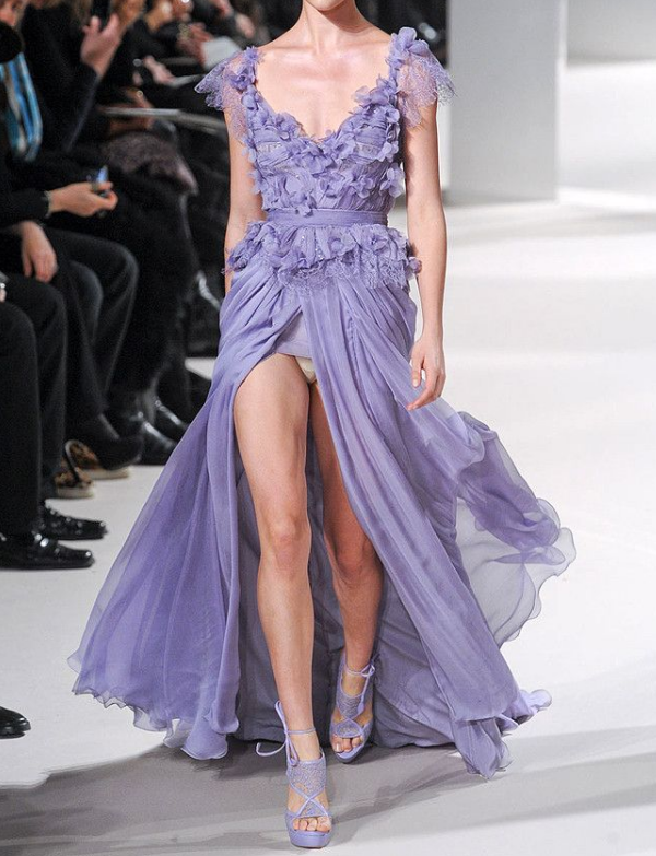 Purple Romantic A Line V Neck Flower Chiffon Prom Dress Graduation Prom Dress DP2070