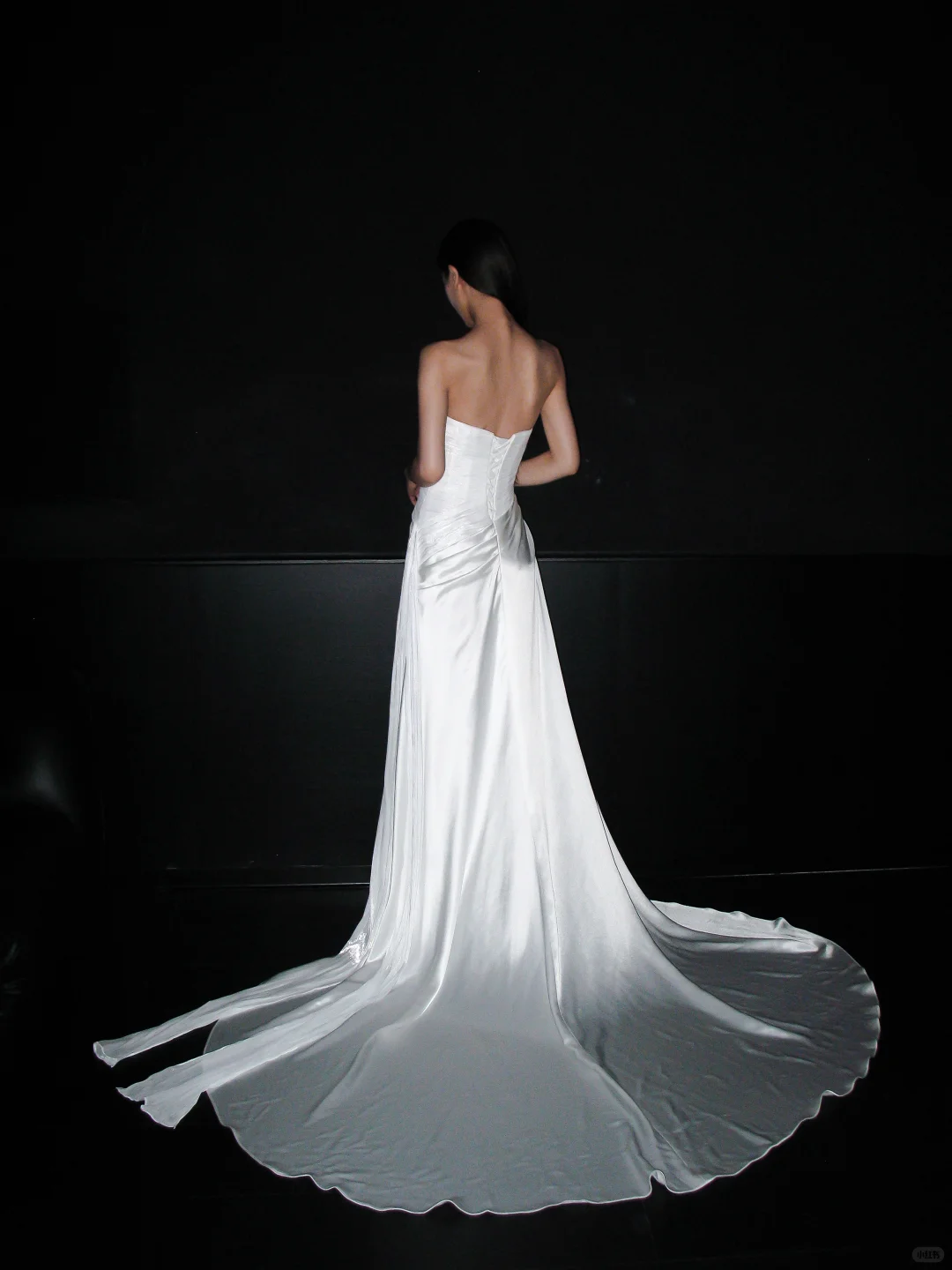Beautiful Sheath Strapless Pleated Tulle Satin Long Wedding Dress DP8109