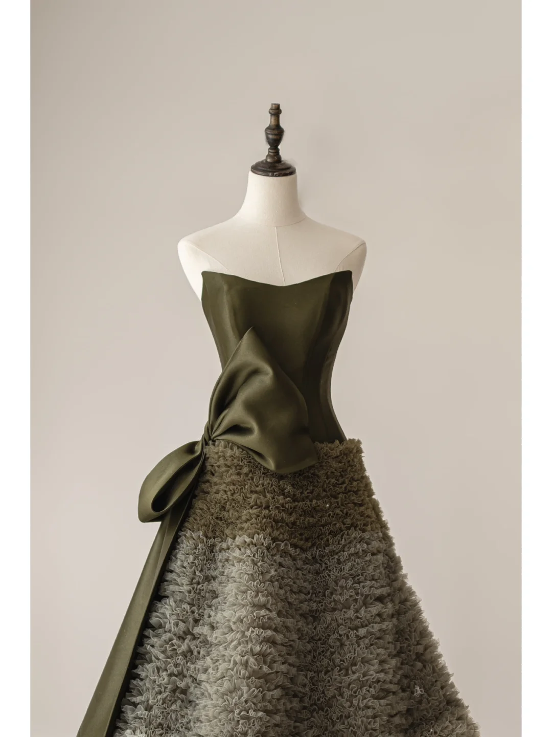 New A Line Strapless Green Ombre Satin Tulle Prom Dress Graduation Prom Dress DP2148