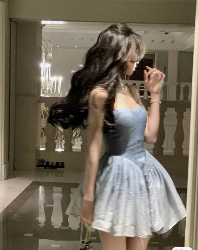Stunning A Line Spaghetti Strap Blue Satin Homecoming Dress Cocktail Dress DP2603