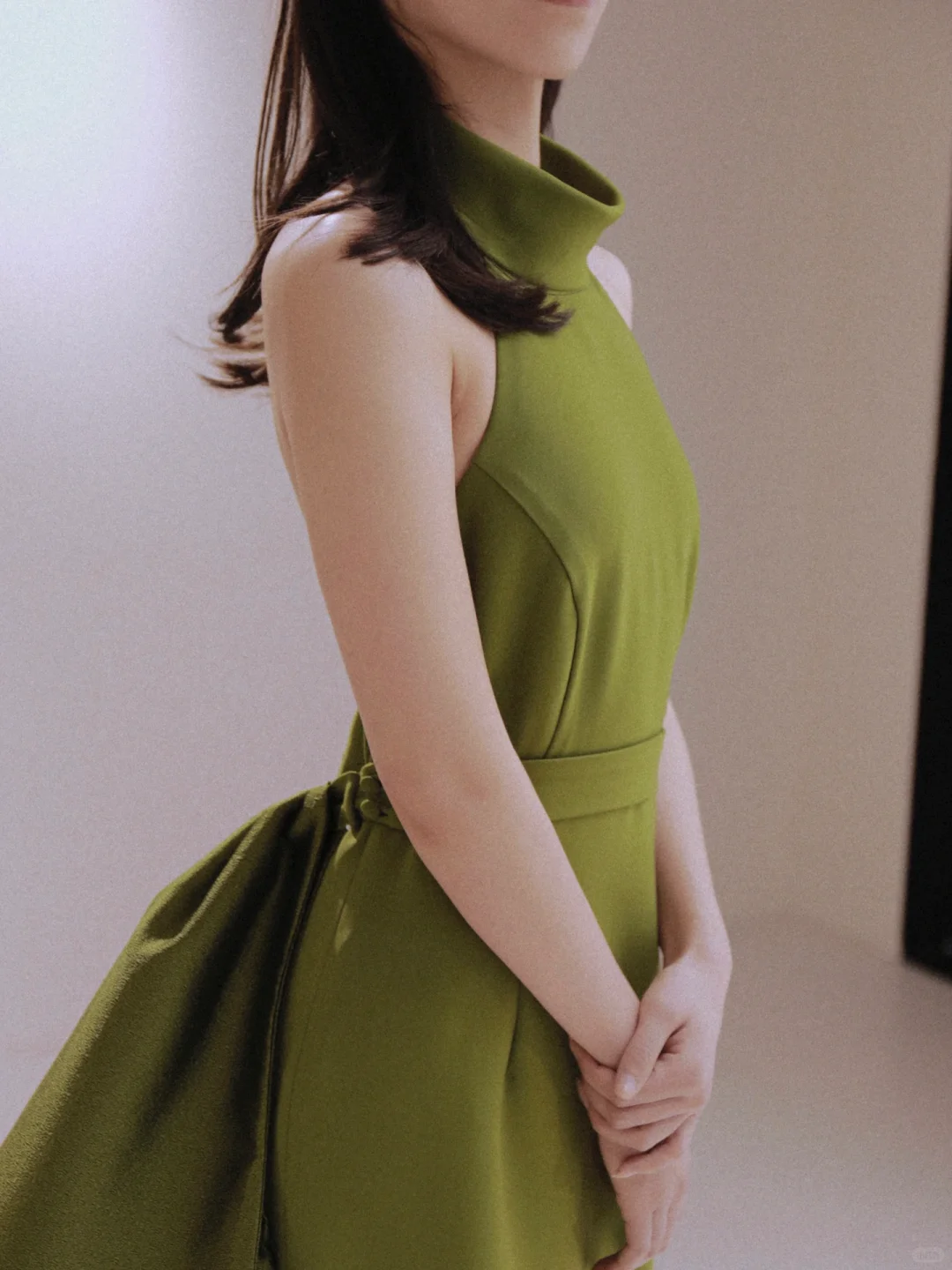 Stunning A Line Halter Green Satin Open Back Long Party Dress Prom Dress DP2535