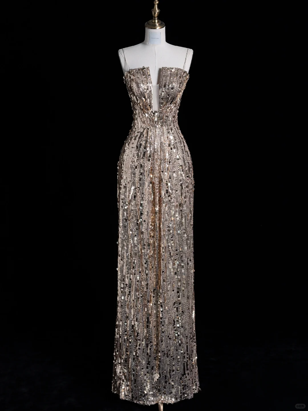 Shiny Sheath Strapless Golden Sequin Long Prom Dress Evening Dress DP2097