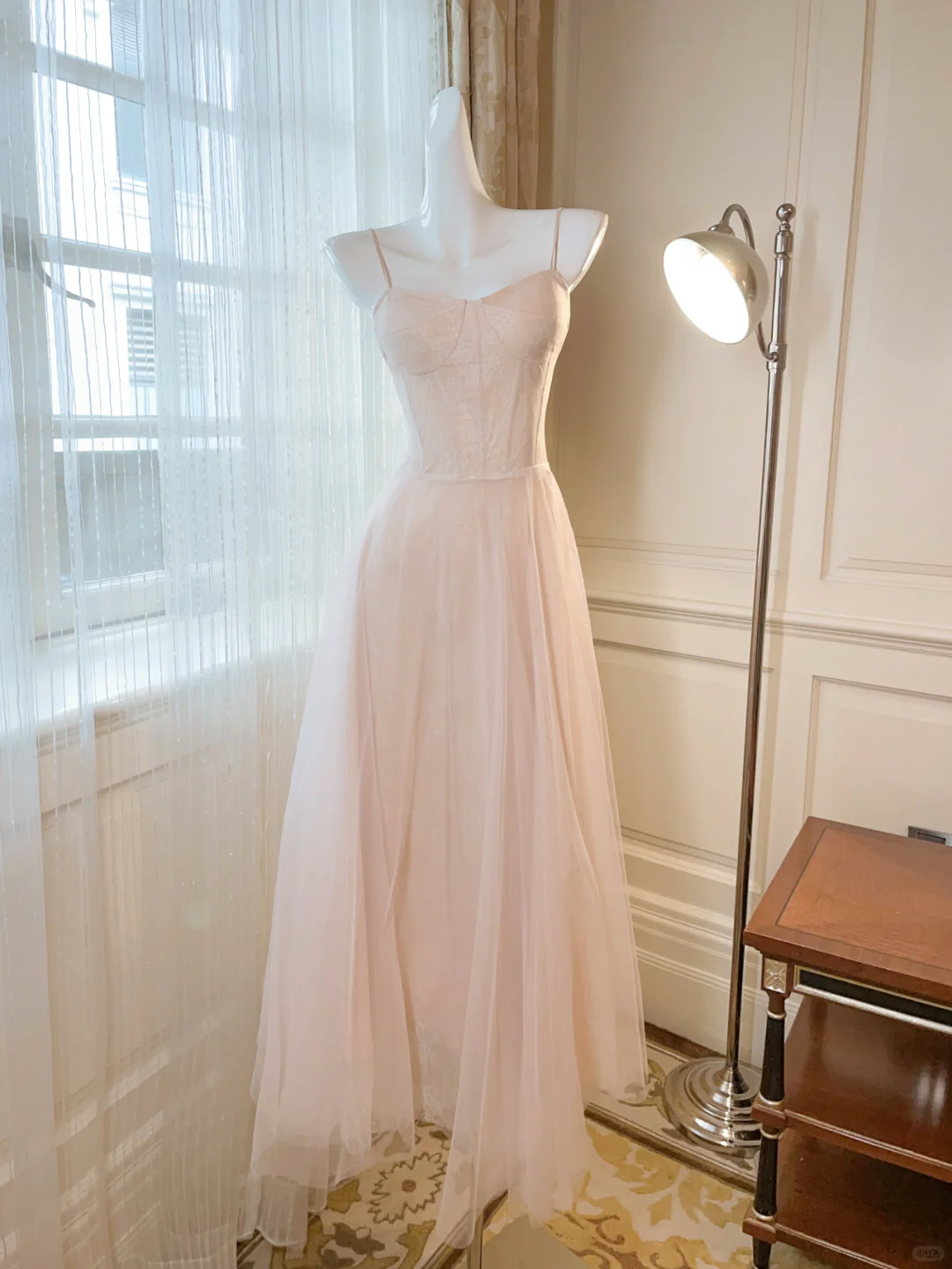 Gentle A Line Spaghetti Straps White Lace Tulle Party Dress Cocktail Dress DP2705