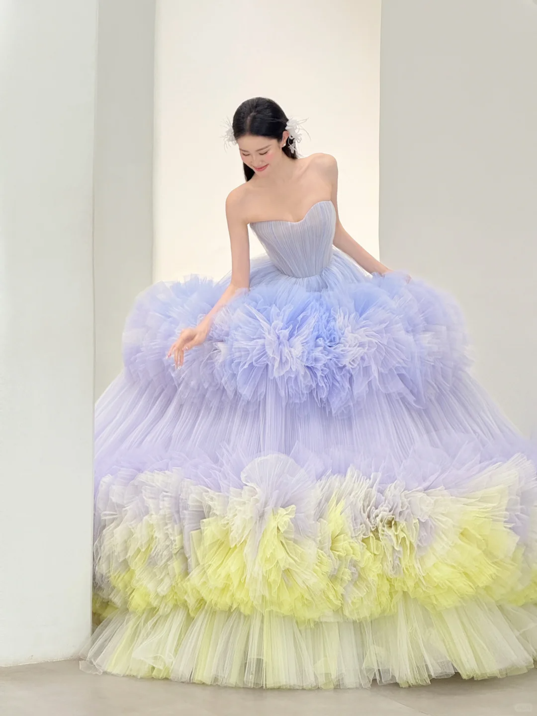 Gorgeous Ball Gown Sweetheart Neck Purple Yellow Tulle Prom Dress Party Dress DP2511
