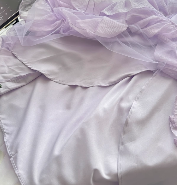 Purple A Line Halter Ruffle Tulle Vacation Dress Homecoming Dress Outfits DP3548