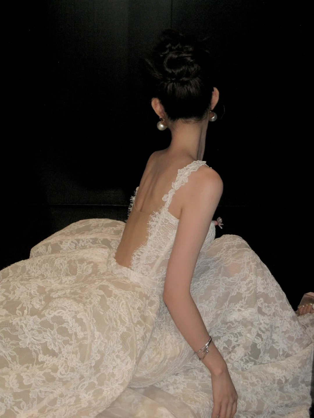 Elegant Mermaid Spaghetti Strap White Lace Prom Dress Party Dress DP2512