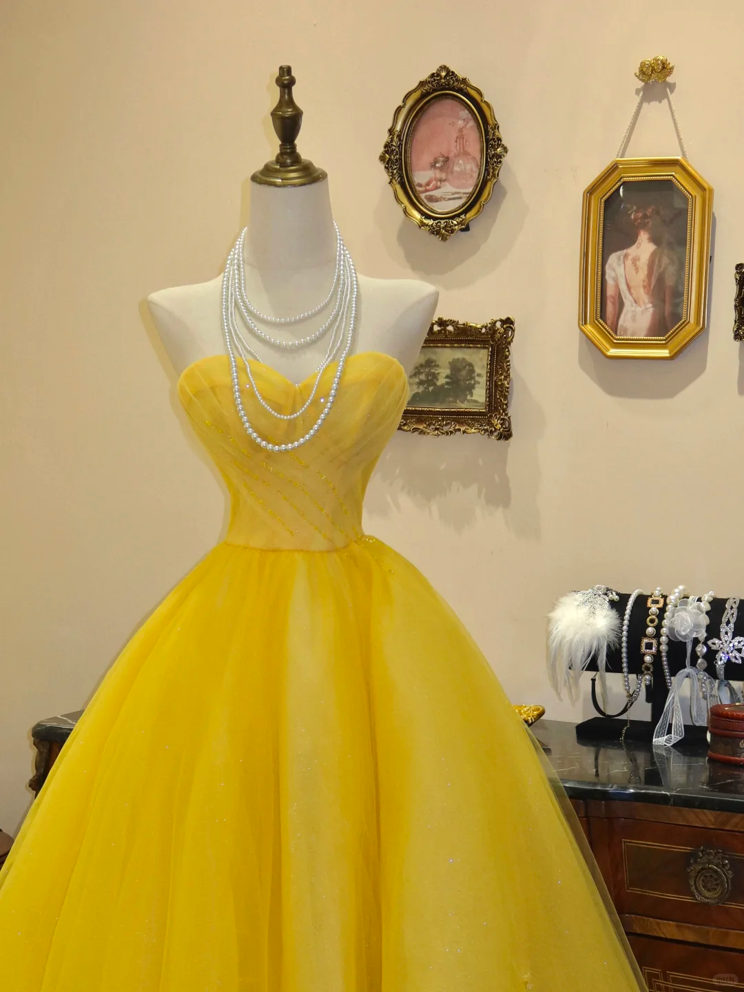 Yellow Cute A Line Sweetheart Neck Tulle Prom Dress Evening Dress DP2816