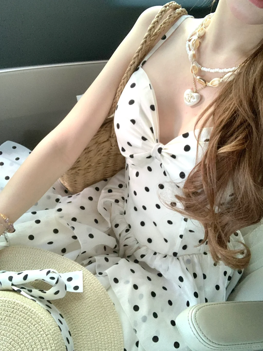 Cute A Line Spaghetti Strap Polka Dot Tiered Chiffon Party Dress Evening Dress DP2414