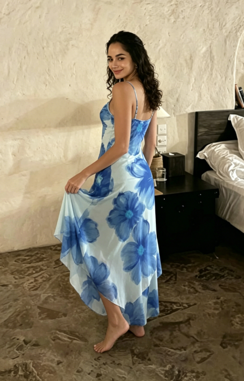 Unique Chiffon Print Floral Evening Dress Prom Dress Party Dress DP5254