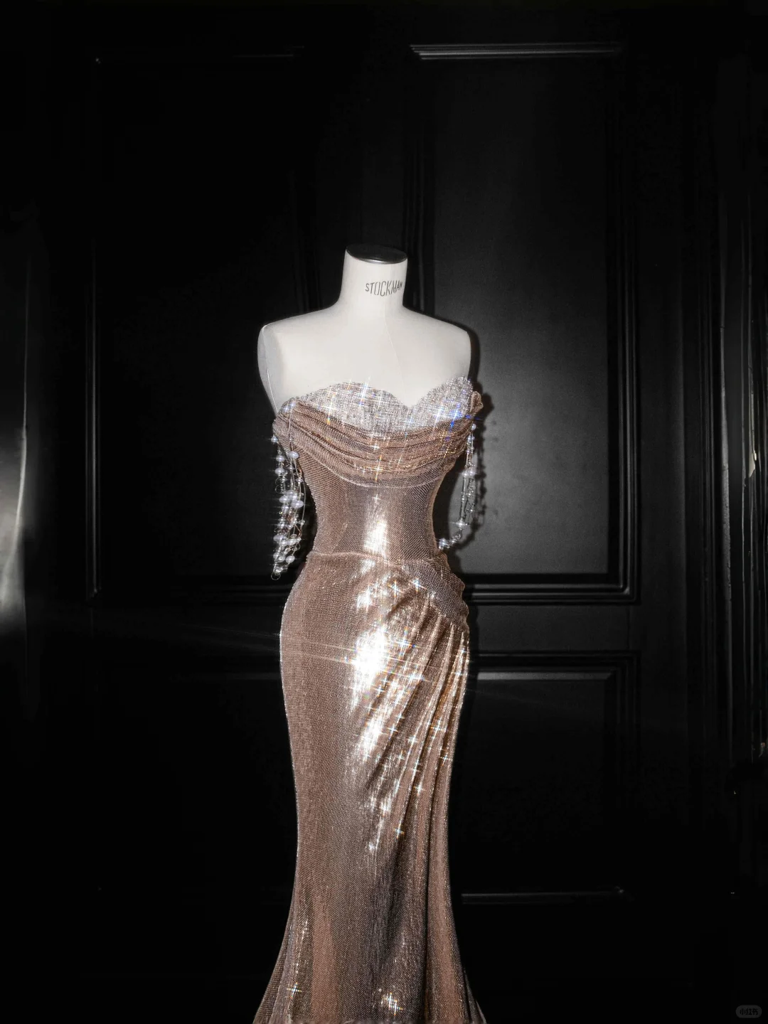 New Mermaid Sweetheart Neck Pearl Gold Sequin Prom Dress Party Dress DP2688