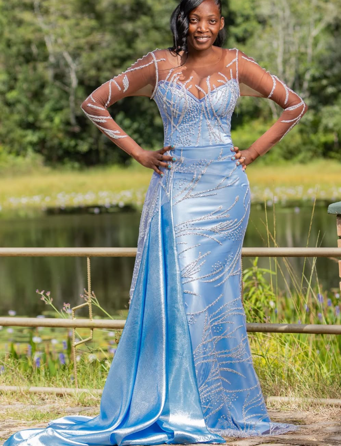 Gorgeous Mermaid Long Sleeve Sequin Blue Satin Long Prom Dress Evening Dress DP1894