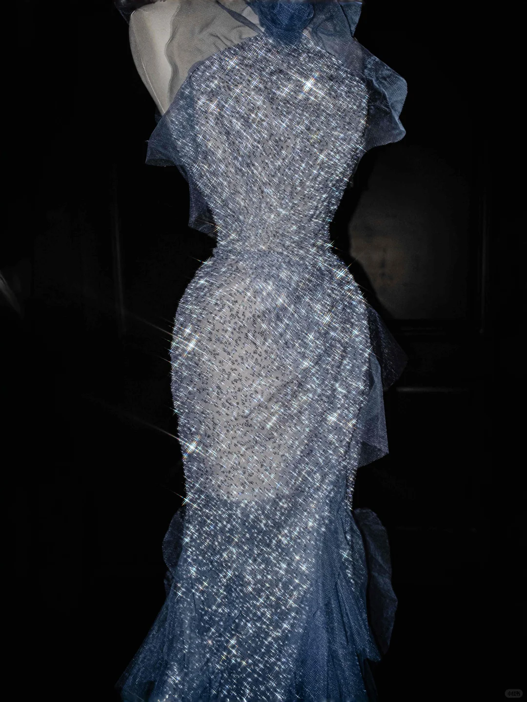 Elegant Mermaid Halter Blue Ruffle Sequin Prom Dress Party Dress DP2687