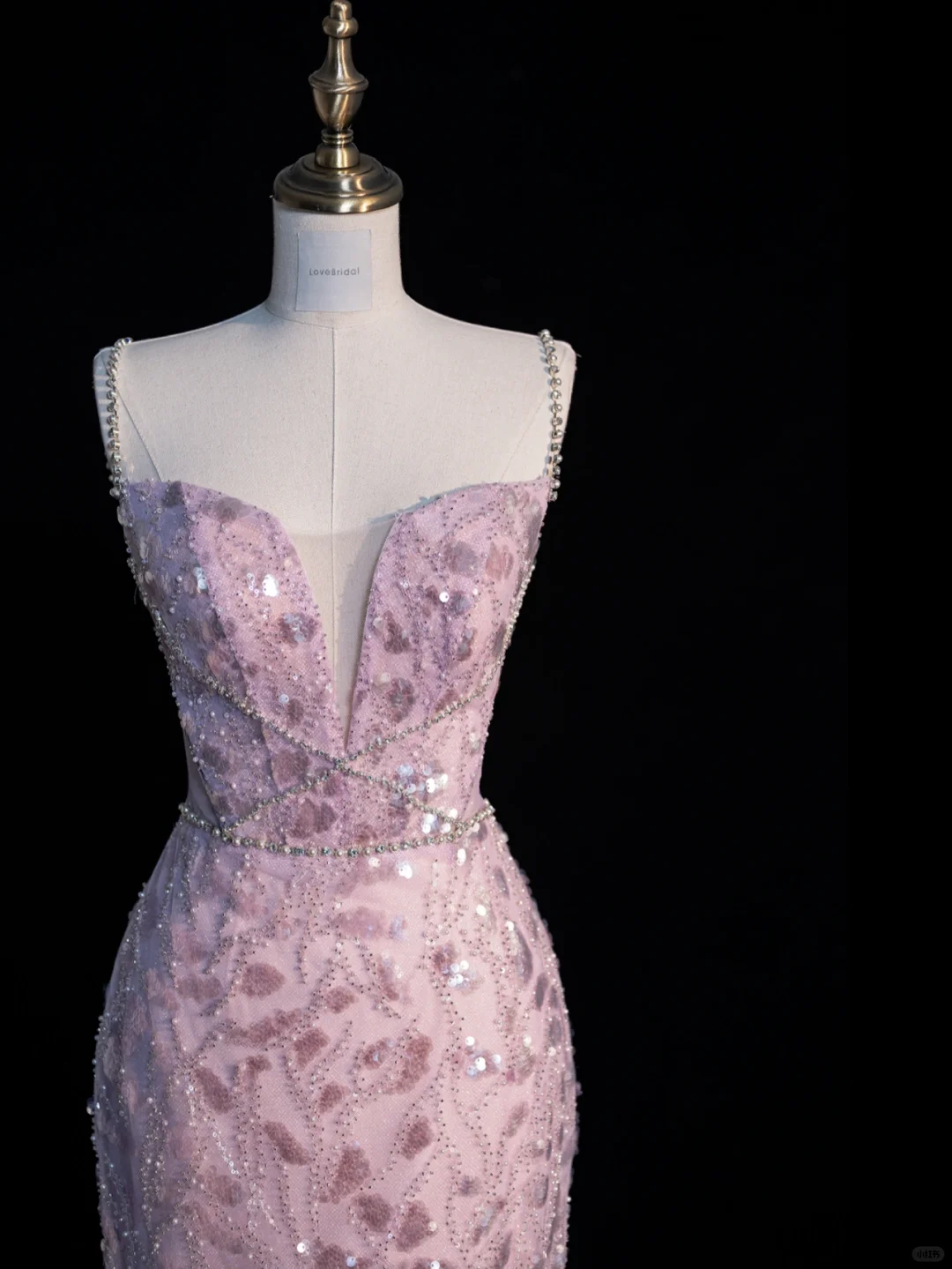 Purple Mermaid Spaghetti Strap Sequin Beaded Tulle Party Dress Evening Dress DP2284