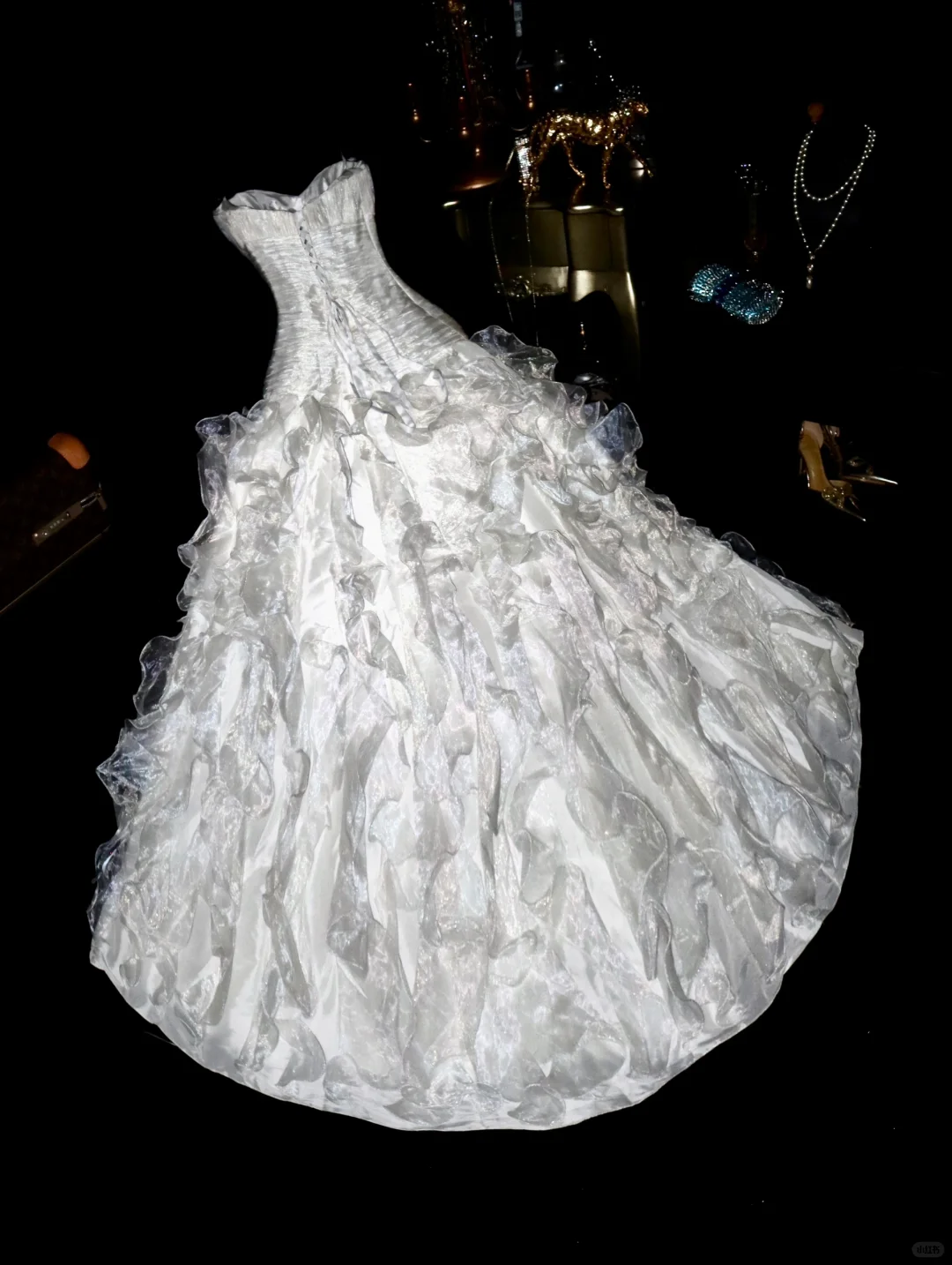 Pretty A Line Sweetheart Neck Ruffle White Organza Prom Dress 21th Birthday Dress DP3891
