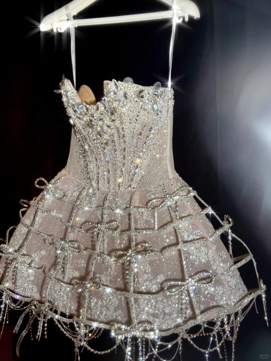 Shiny A Line Strapless Rhinestone Sequin Tulle Short Homecoming Dress Cocktail Dress with Bow DP2642