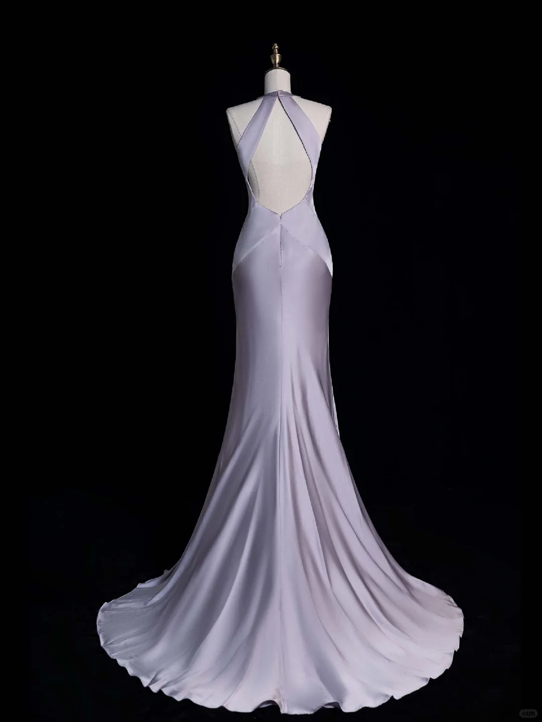 Gentle Mermaid Halter Purple Satin Open Back Long Prom Dress Evening Dress DP2132