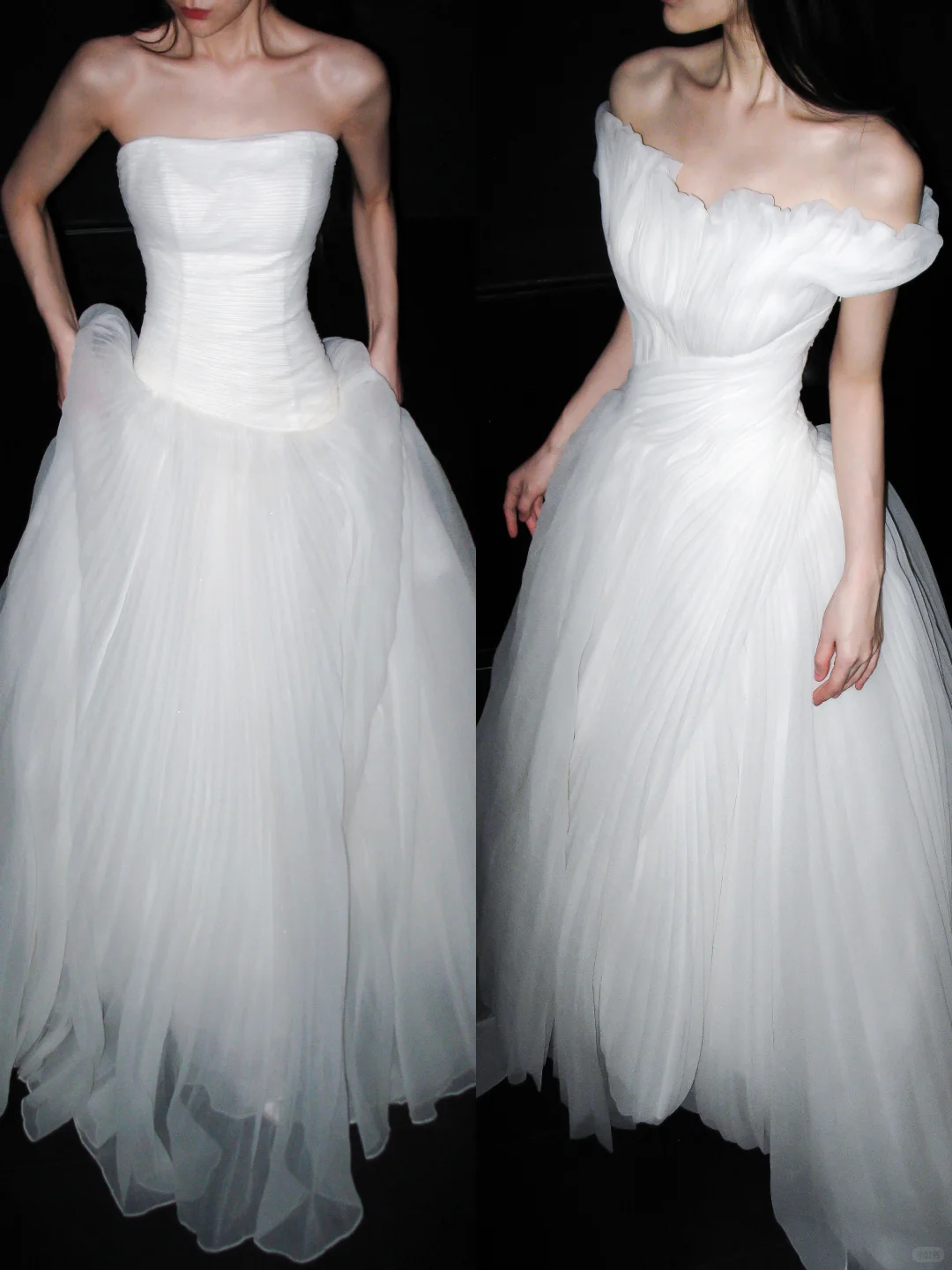 Simple Beautiful Ball Gown Strapless White Satin Tulle Long Wedding Dress DP6363
