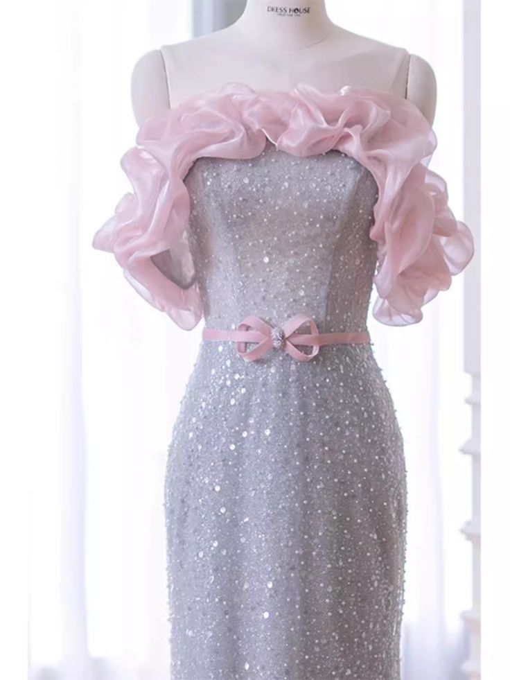 Sparkly Mermaid Strapless Sequin Long Prom Dress Evening Dress DP612