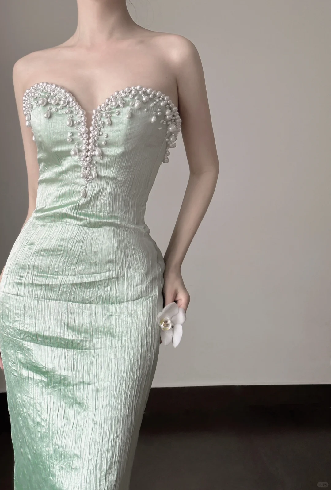 Turquoise Sand Sheath Sweetheart Neck Pearl Satin Prom Dress Formal Dress Date Dress DP3441