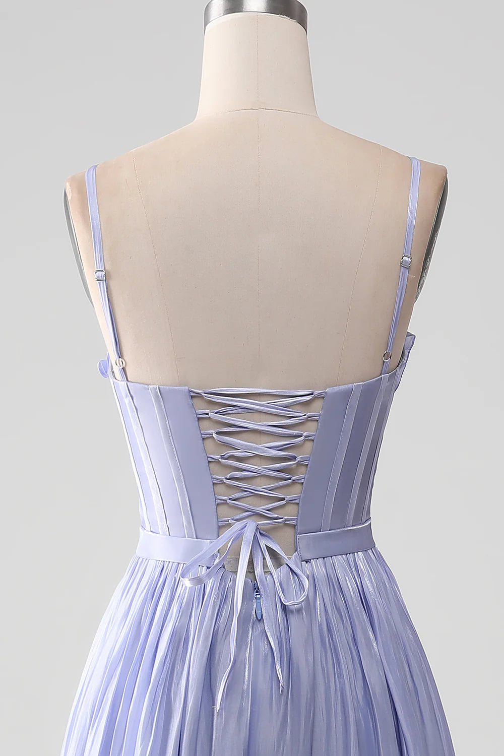 Purple A Line Spaghetti Strap Ruffle Satin Long Prom Dress Graduation Prom Dress DP2250