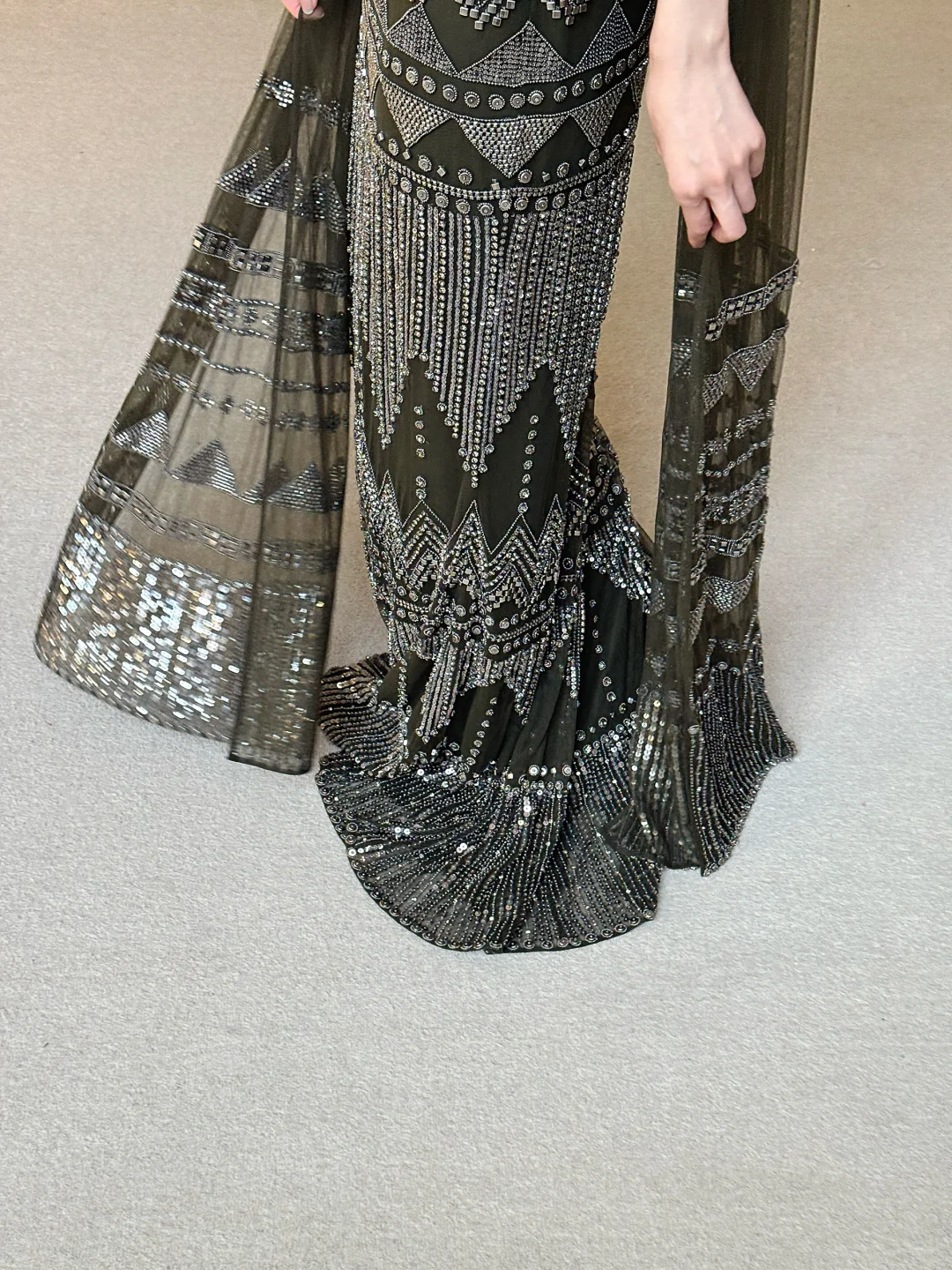 Stunning A Line Straps Exquisite Beaded Black Chiffon Long Prom Dress Party Dress DP4466