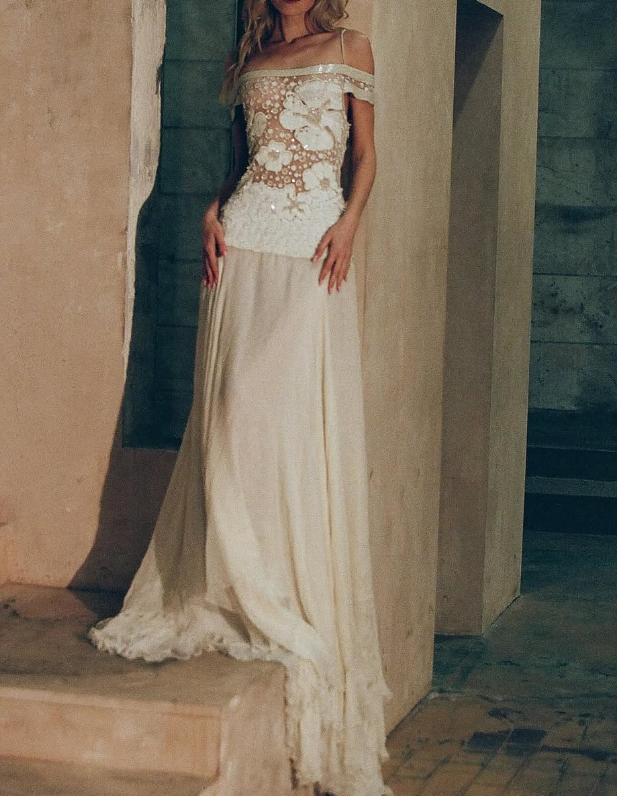Stunning A Line Appliques Tiered Chiffon Long Prom Dress Graduation Prom Dress DP2205