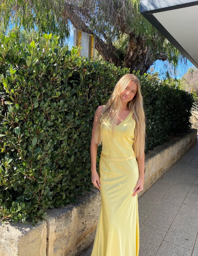 Yellow Mermaid Spaghetti Strap Satin Open Back Long Prom Dress Graduation Prom Dress DP1963