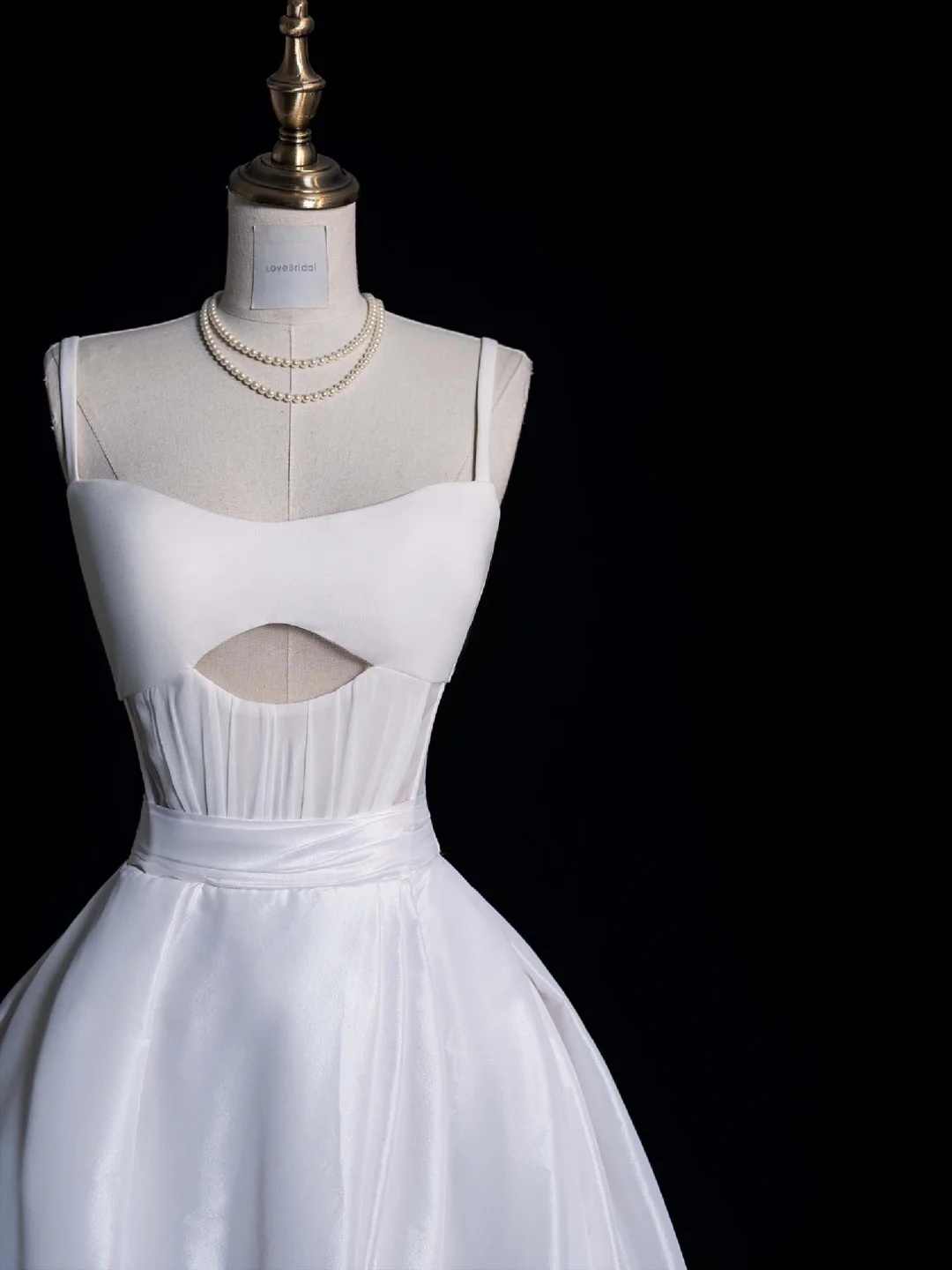Simple A Line Spaghetti Strap White Satin Long Sweep Prom Dress Graduation Prom Dress DP2211