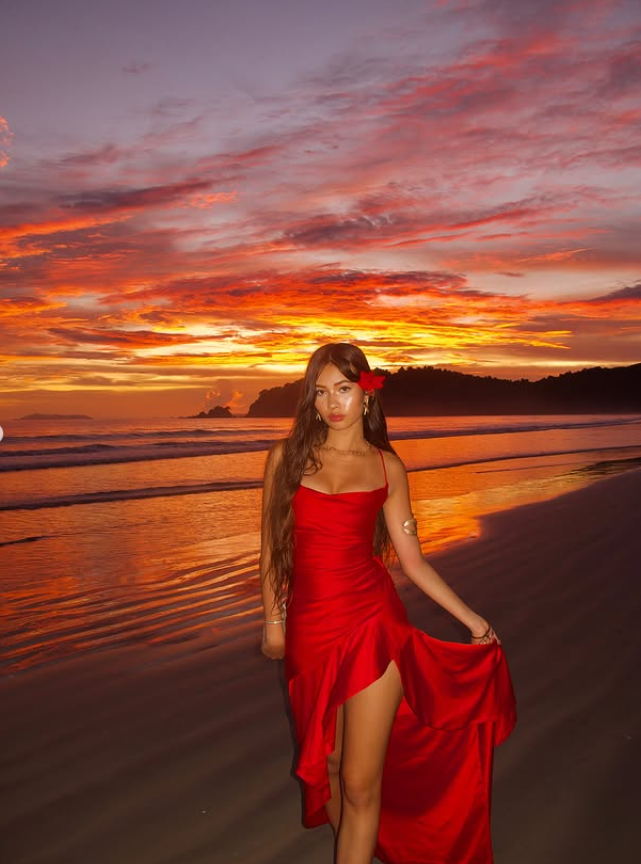 Red Mermaid Spaghetti Strap Ruffle Satin Open Back Prom Dress Vacation Dress with Slit DP3989