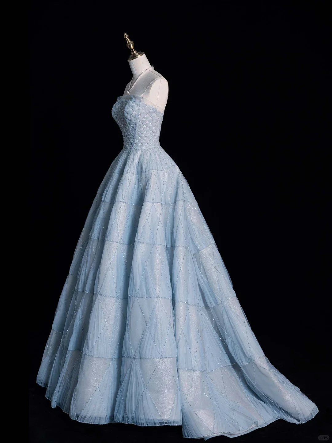 Gentle A Line Strapless Tiered Baby Blue Tulle Prom Dress Graduation Prom Dress DP2192