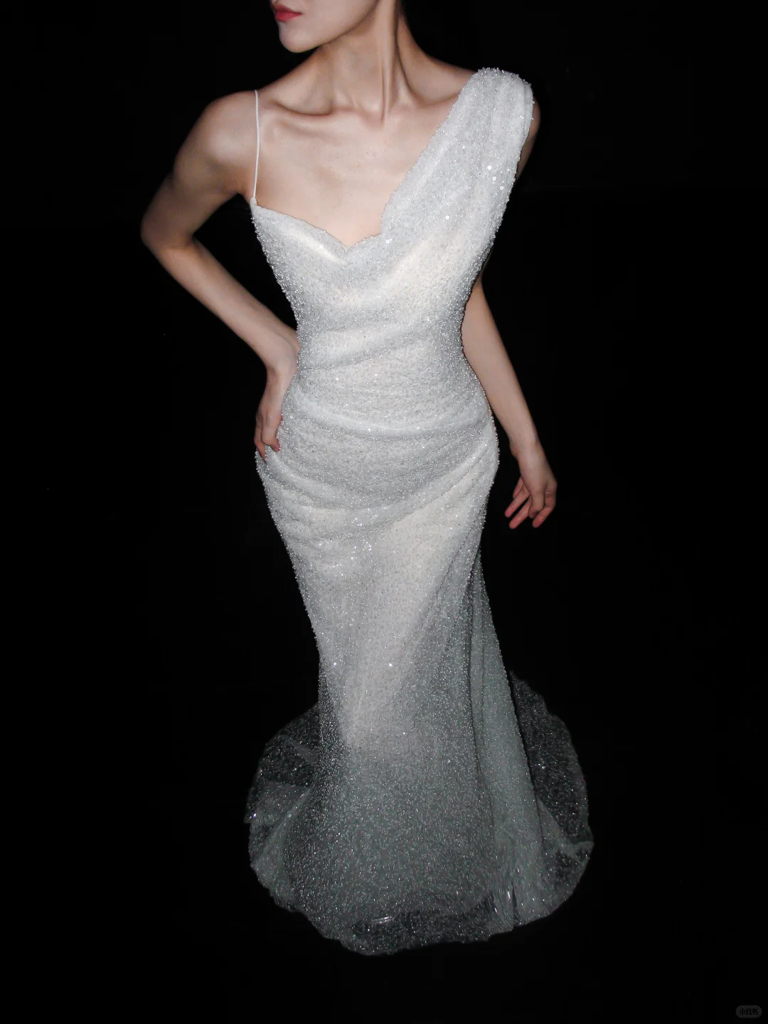Shiny Glamorous Sheath Beaded Tulle Long Wedding Dress DP5787