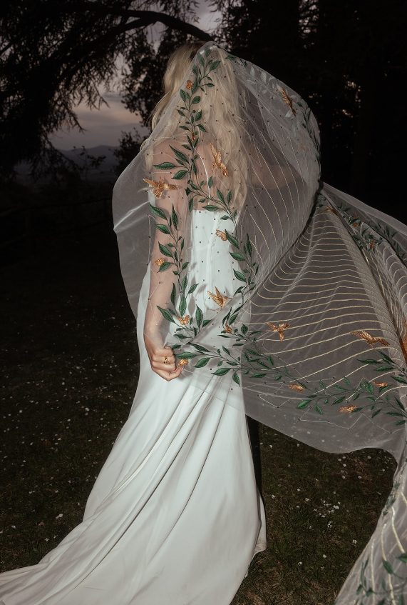 Simple Mermaid Spaghetti Strap Satin Long Sweep Wedding Dress with Slit DP1866