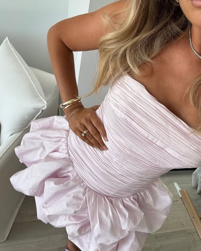 Cute A Line Strapless Pink Satin Short Party Dress Evening Dress DP2282