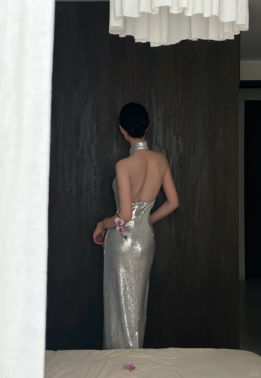 Stunning Silver Mermaid V Neck Sequin Open Back Prom Dress Formal Dress Party Dress DP3445