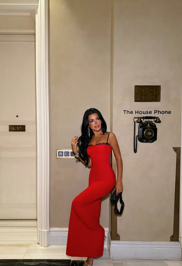 Charming Red Sheath Spaghetti Strap Satin Long Prom Dress Party Dress DP8222