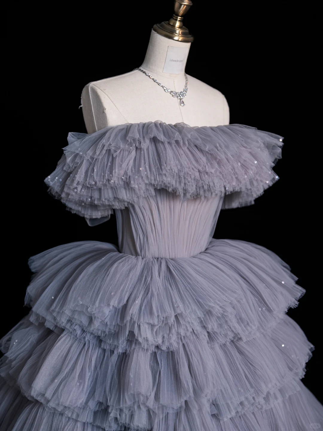 Elegant A Line Off the Shoulder Purple Tiered Tulle Long Prom Dress Evening Dress DP2131