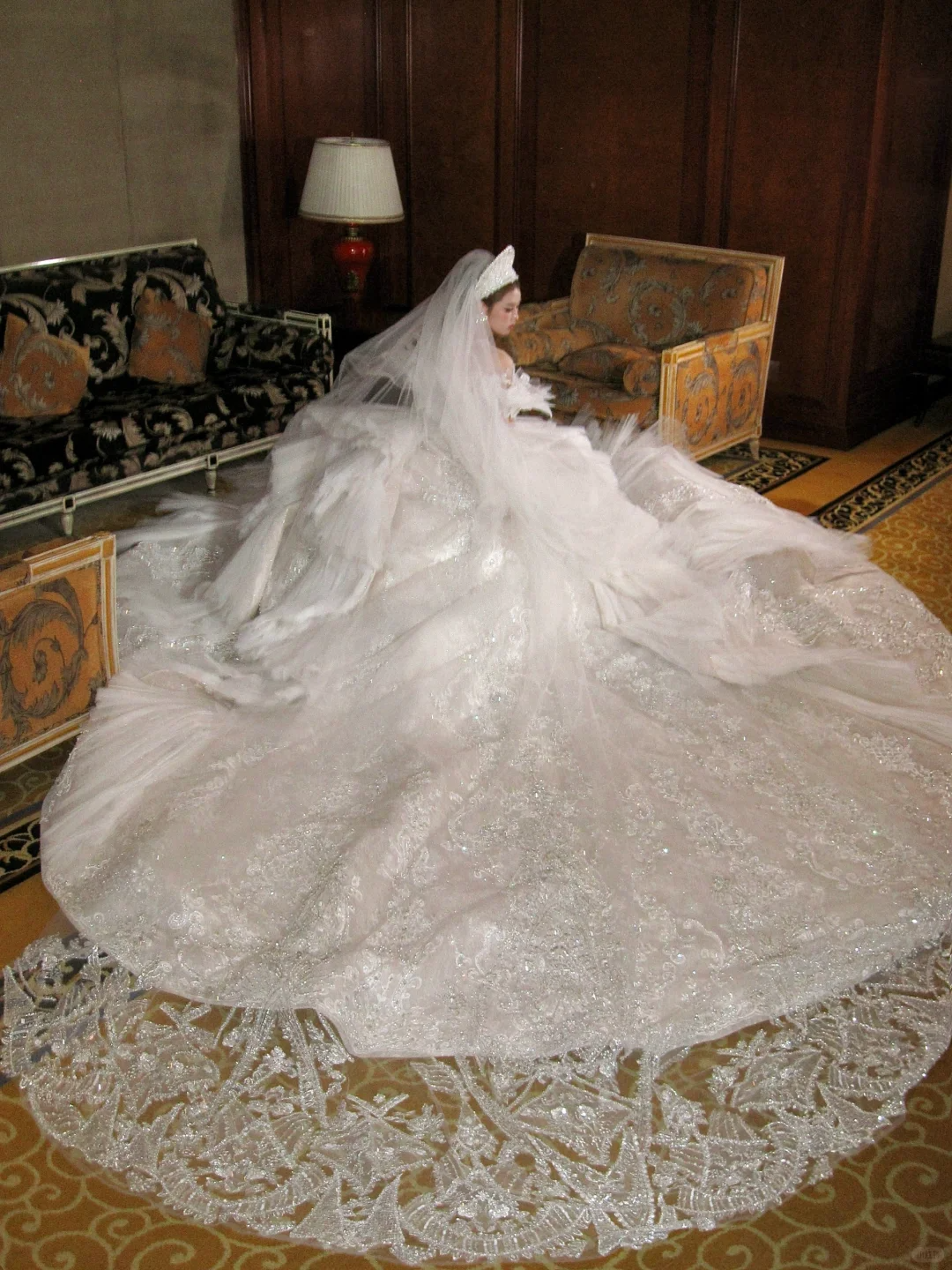 Exquisite Ball Gown Off the Shoulder Beaded Sequin White Tulle Prom Dress Wedding Dress DP4243