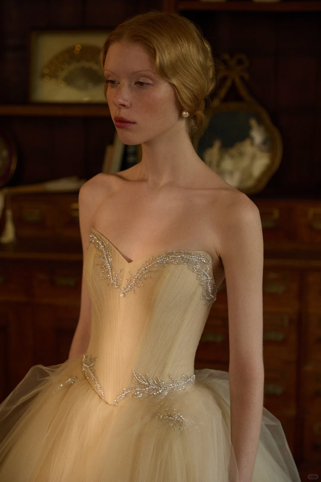 Gentle Ball Gown Sweetheart Neck Exquisite Beaded Tulle Long Prom Dress Wedding Dress DP3924