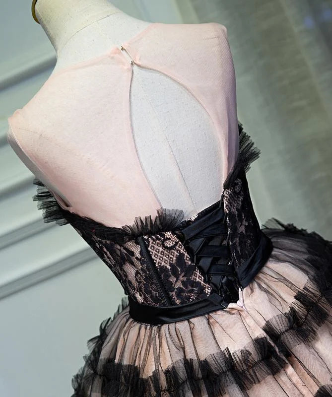 A Line Sheer Neck Tulle Homecoming With Bowknot Pretty Short Formal Dress DP867