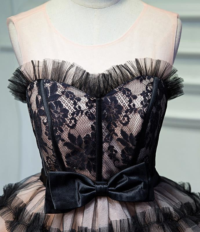 A Line Sheer Neck Tulle Homecoming With Bowknot Pretty Short Formal Dress DP867