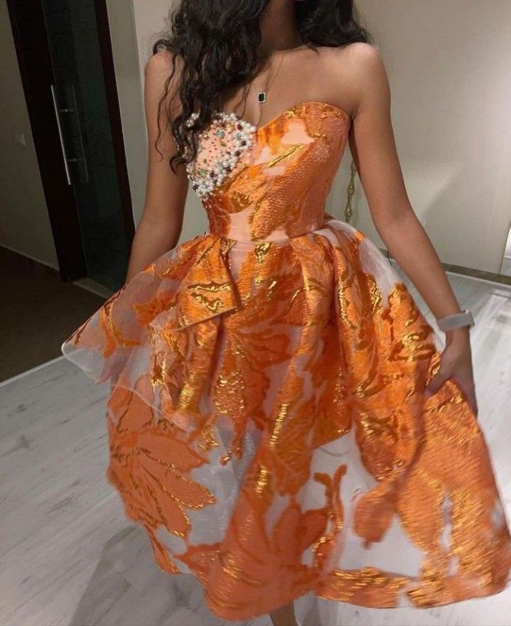 A Line Strapless Floral Print Pearl Tulle Prom Dresses DP829